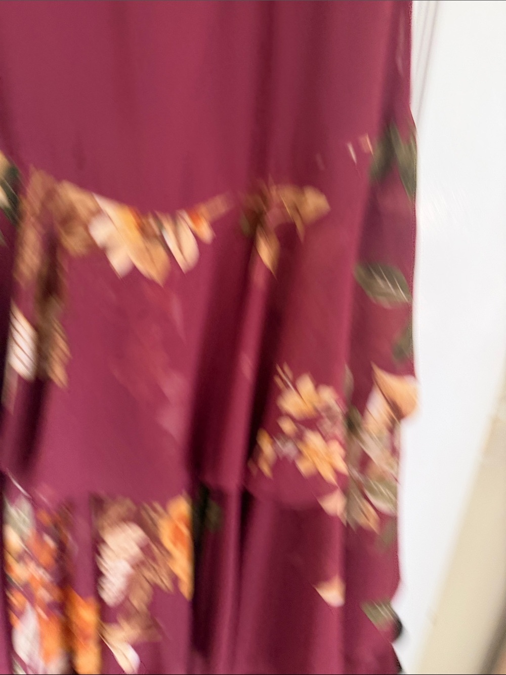 Lulu’s Burgundy Floral Print Tiered Maxi Dress - Picture 3 of 5